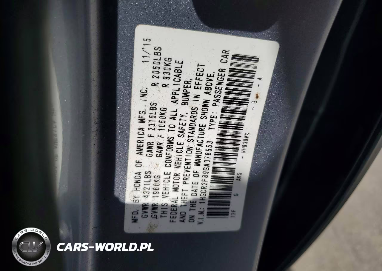 2016 Honda Accord Exl VIN:1HGCR2F89GA078553 - 12