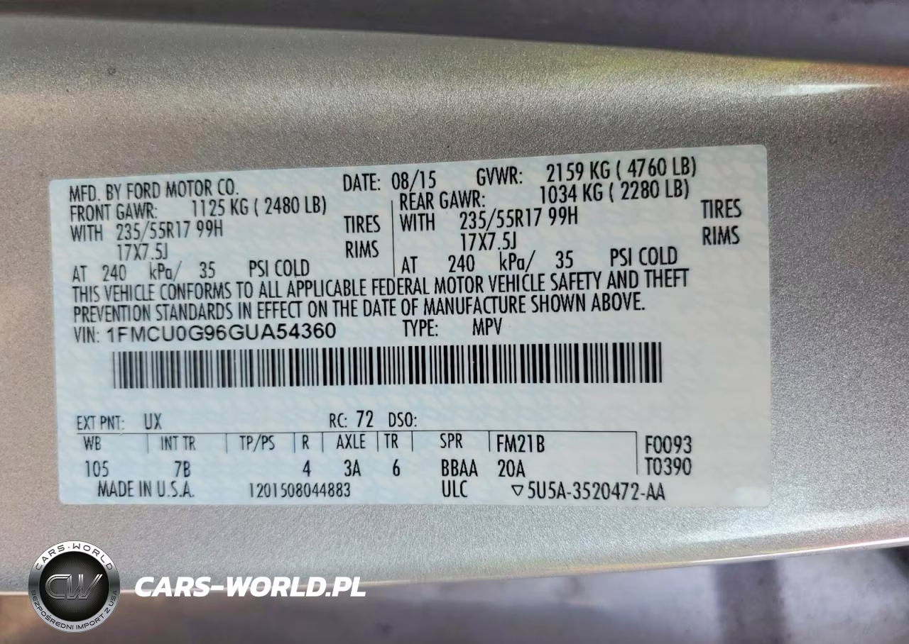 2016 Ford Escape Se VIN:1FMCU0G96GUA54360 - 13