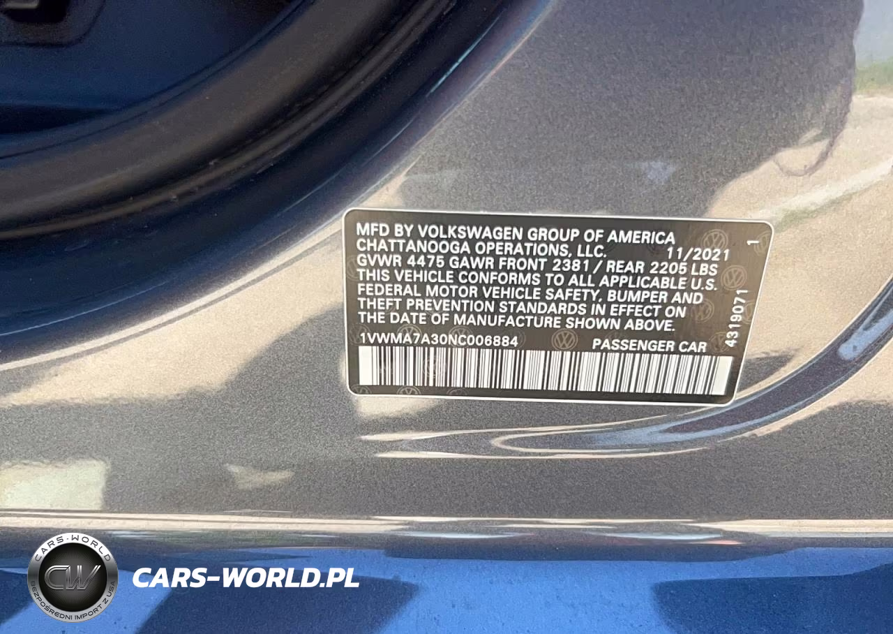 2022 Volkswagen Passat R-Line VIN:1VWMA7A30NC006884 - 10