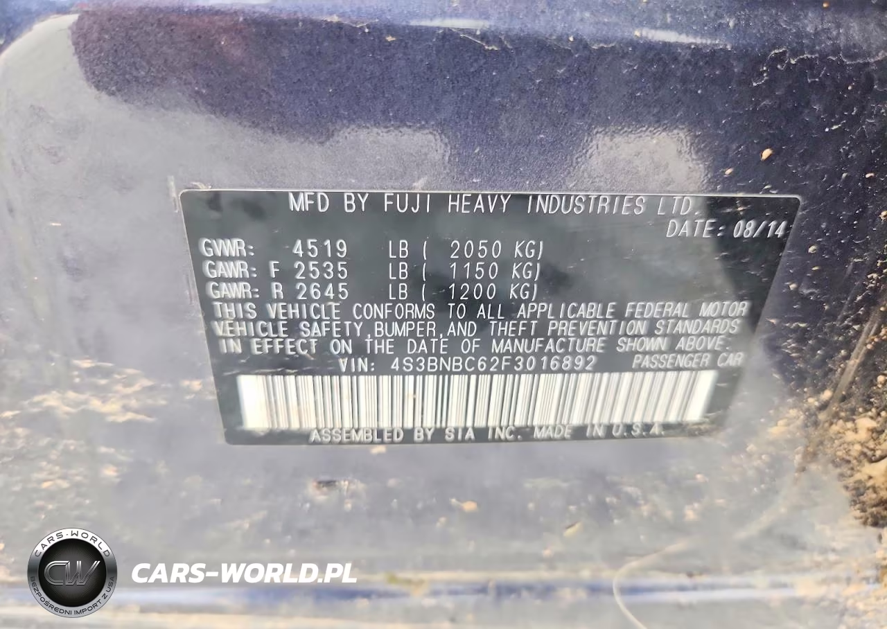 2015 Subaru Legacy 2.5I Premium VIN:4S3BNBC62F3016892 - 12