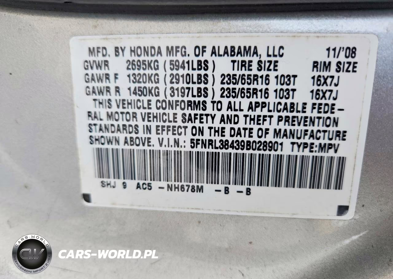2009 Honda Odyssey Ex VIN:5FNRL38439B028901 - 14