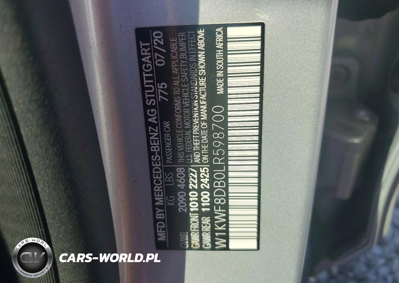 2020 Mercedes-Benz C 300 VIN:W1KWF8DB0LR598700 - 12