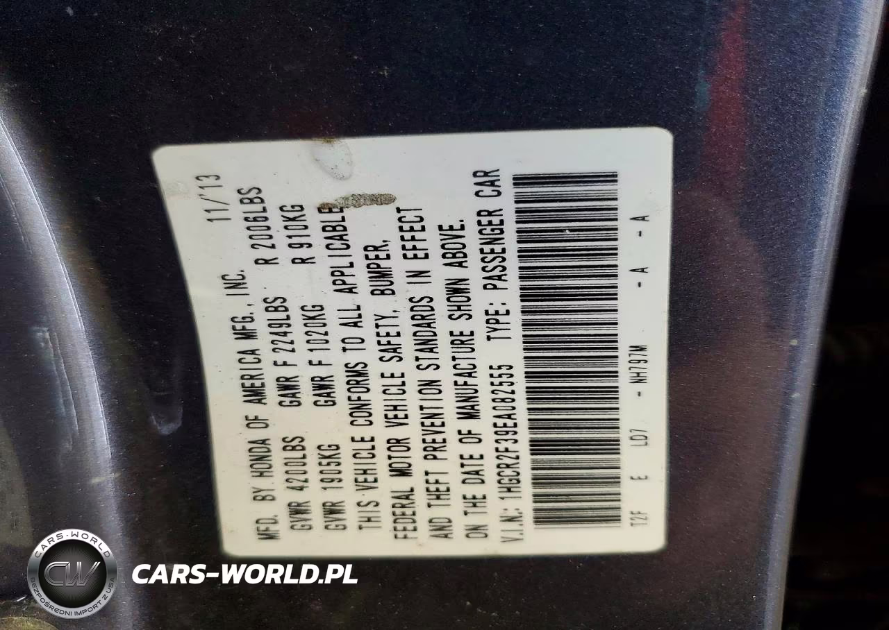 2014 Honda Accord Lx VIN:1HGCR2F39EA082555 - 12