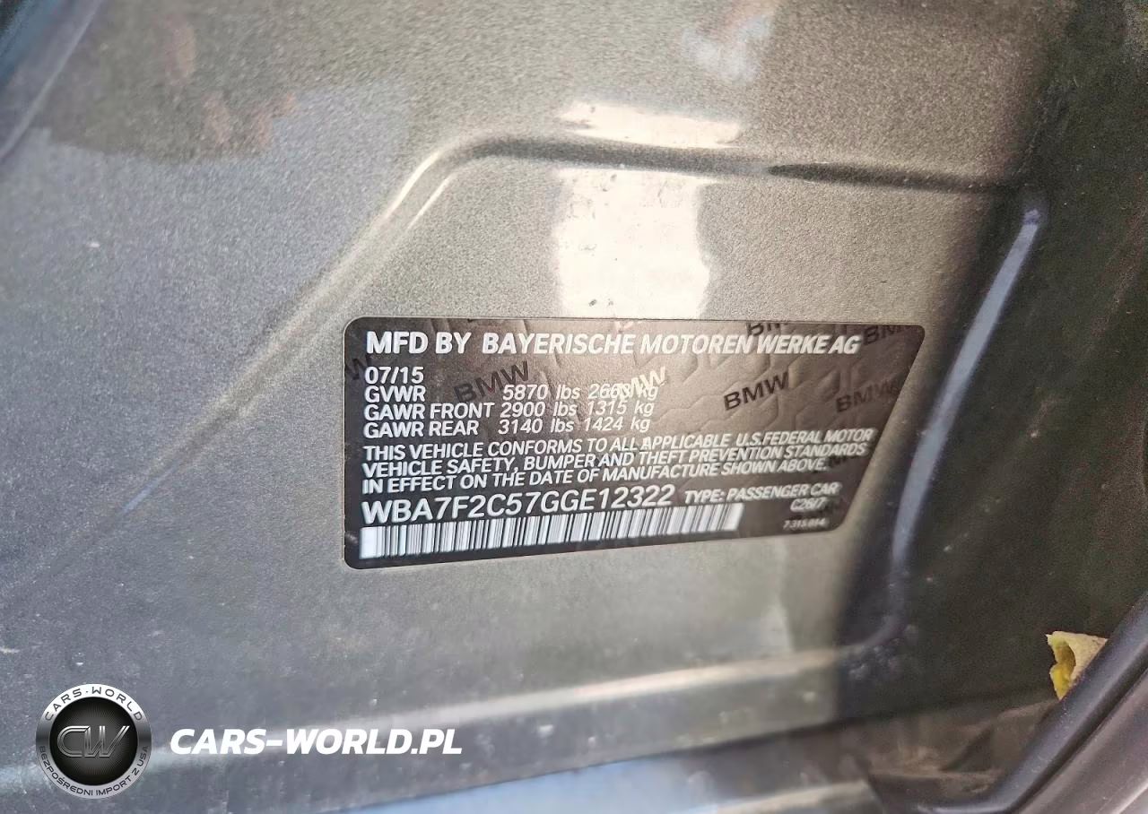 2016 BMW 750 Xi VIN:WBA7F2C57GGE12322 - 12