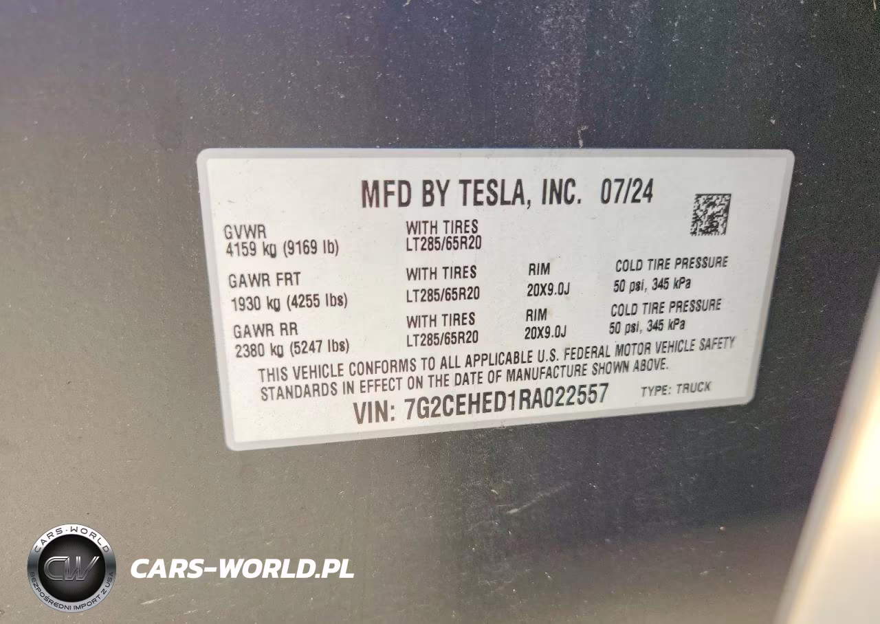 2024 Tesla Cybertruck Beast VIN:7G2CEHED1RA022557 - 13