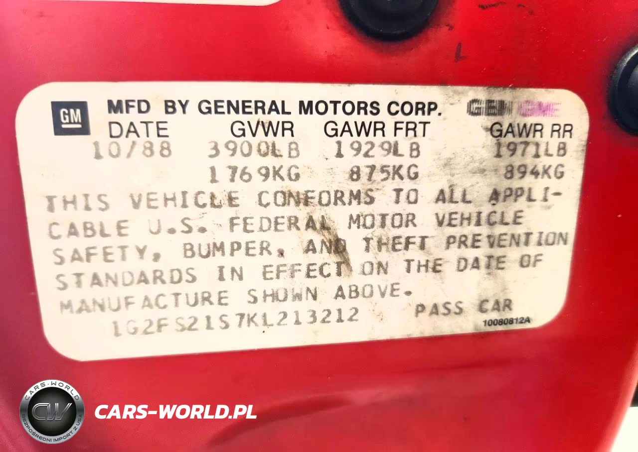 1989 Pontiac Firebird VIN:1G2FS21S7KL213212 - 12