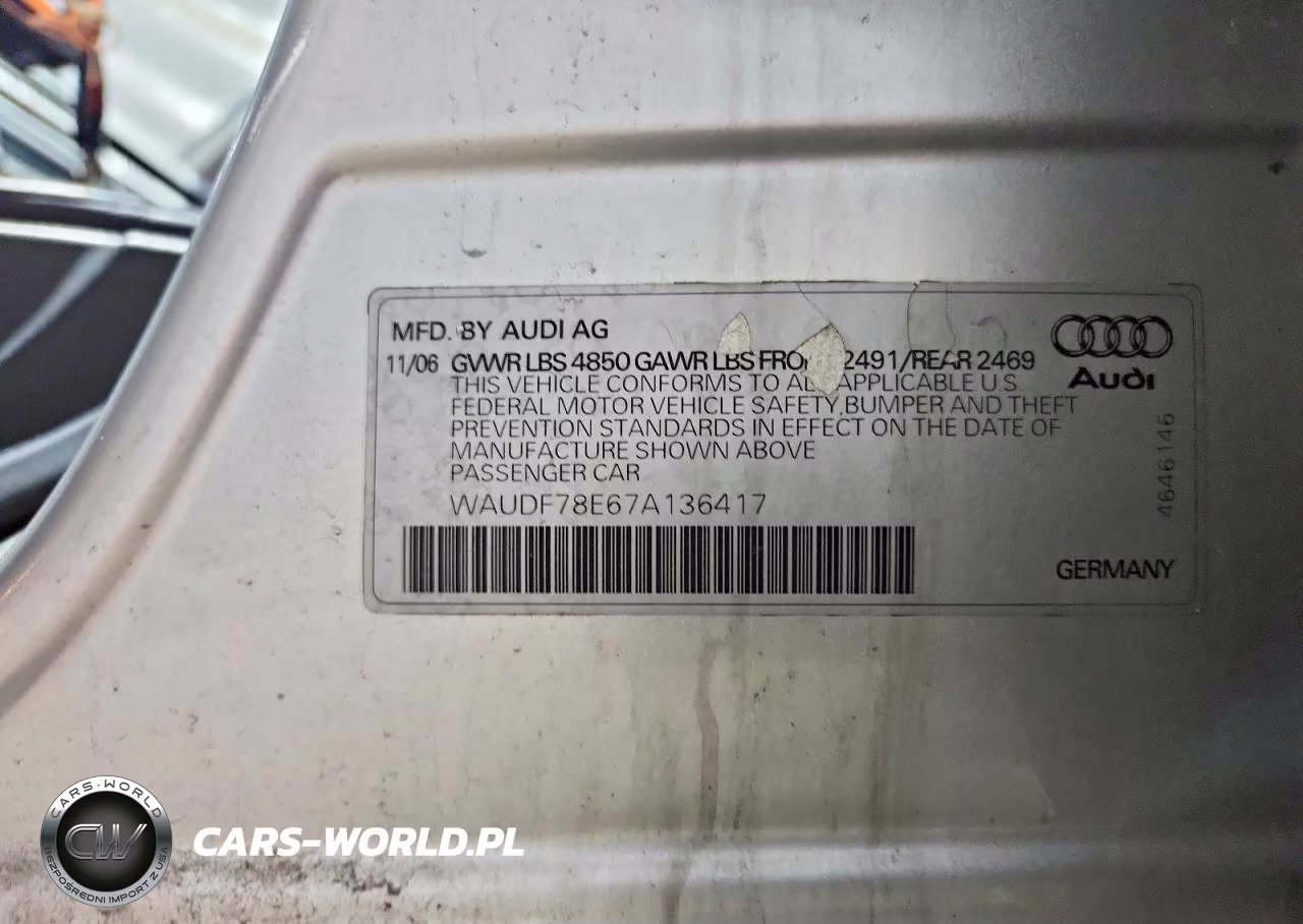 2007 Audi A4 2.0T Quattro VIN:WAUDF78E67A136417 - 12