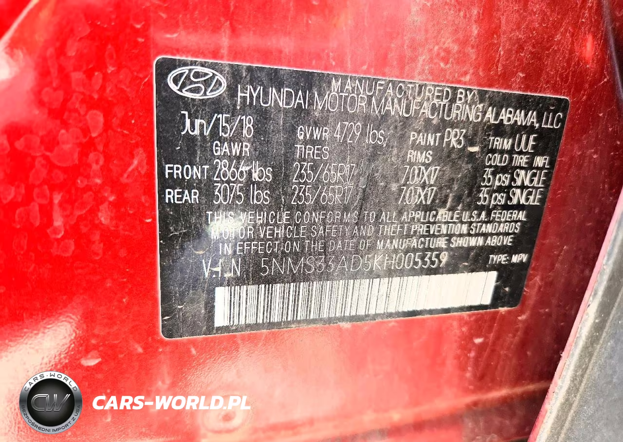 2019 Hyundai Santa Fe Sel 2.4L VIN:5NMS33AD5KH005359 - 13