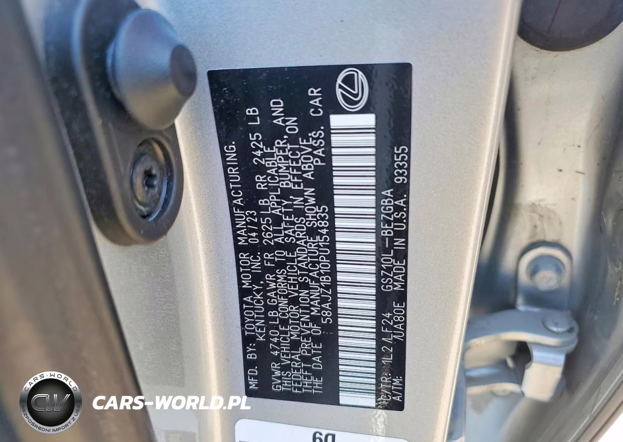 2023 Lexus Es 350 F Sport Handling VIN:58AJZ1B10PU154835 - 12
