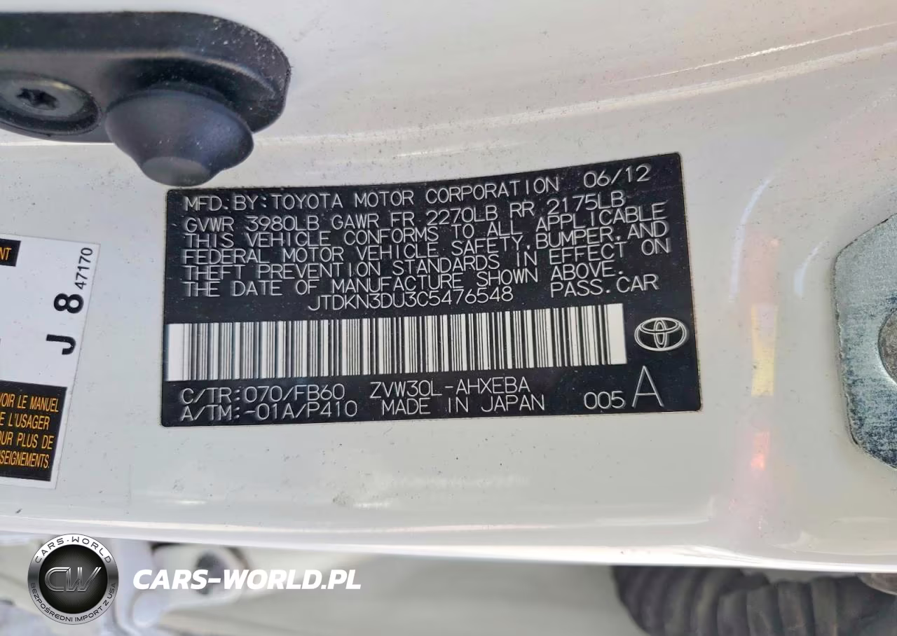 2012 Toyota Prius Three VIN:JTDKN3DU3C5476548 - 13