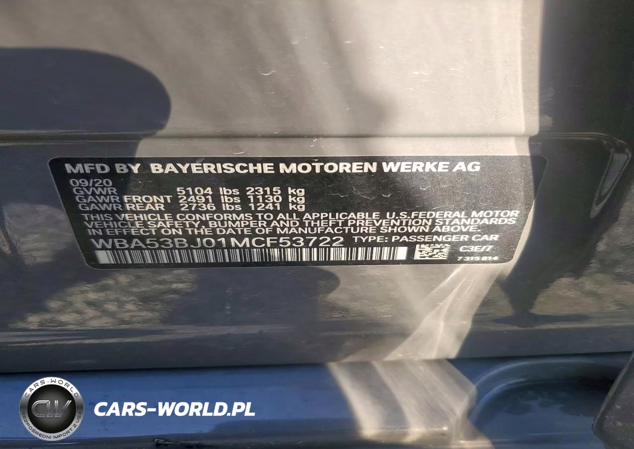 2021 BMW 540 I VIN:WBA53BJ01MCF53722 - 12