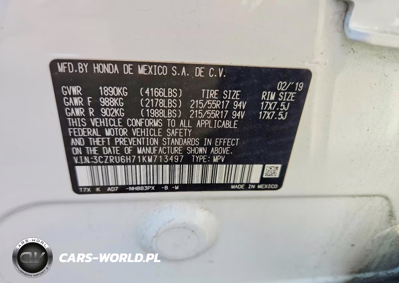 2019 Honda Hr-V Exl VIN:3CZRU6H71KM713497 - 13