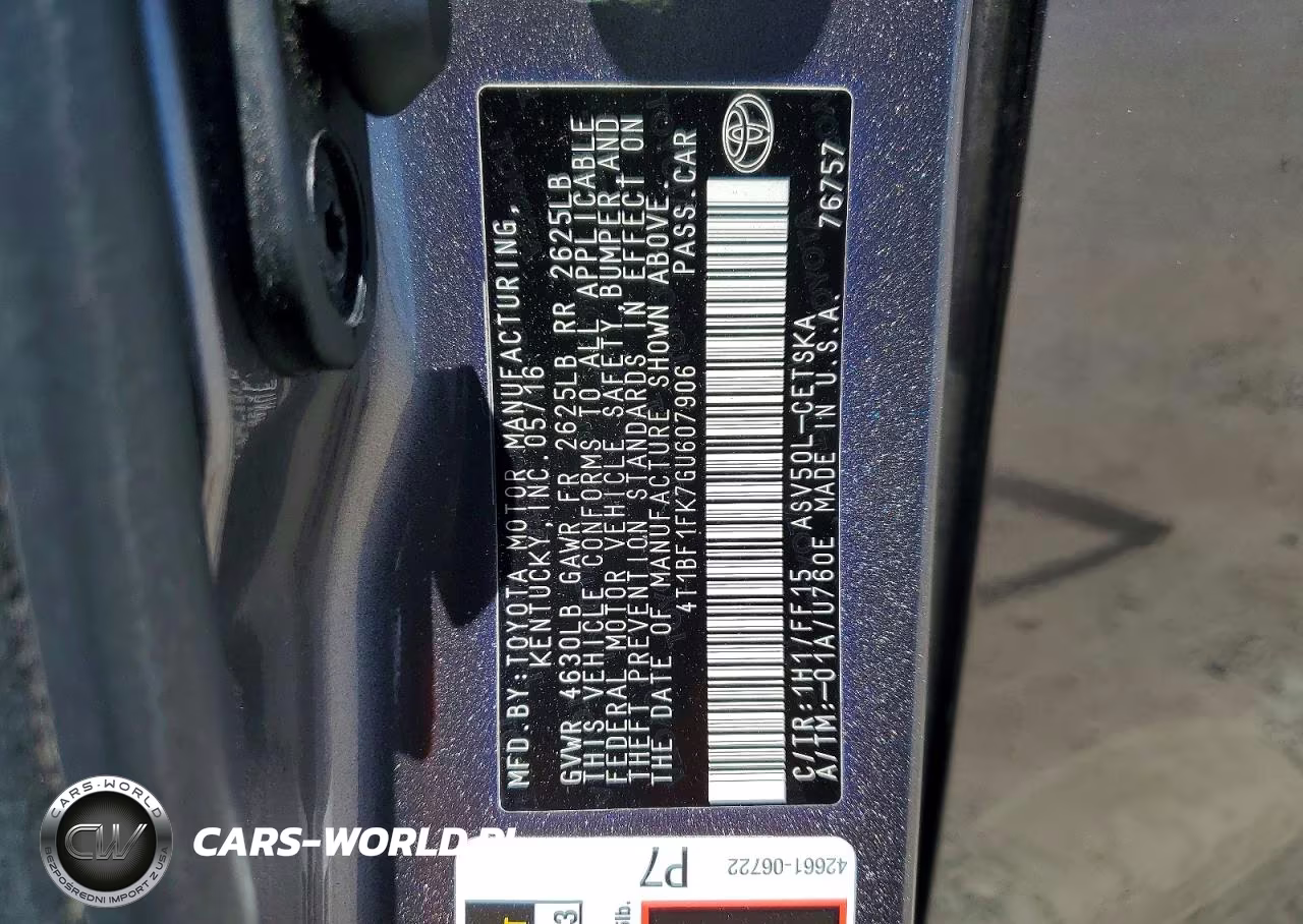 2016 Toyota Camry Se VIN:4T1BF1FK7GU607906 - 12