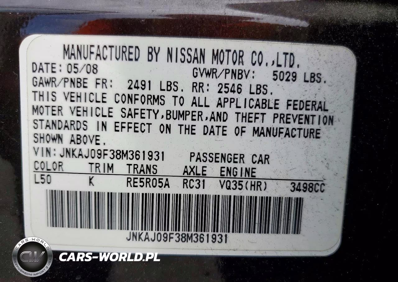 2008 Infiniti Ex35 Base VIN:JNKAJ09F38M361931 - 13