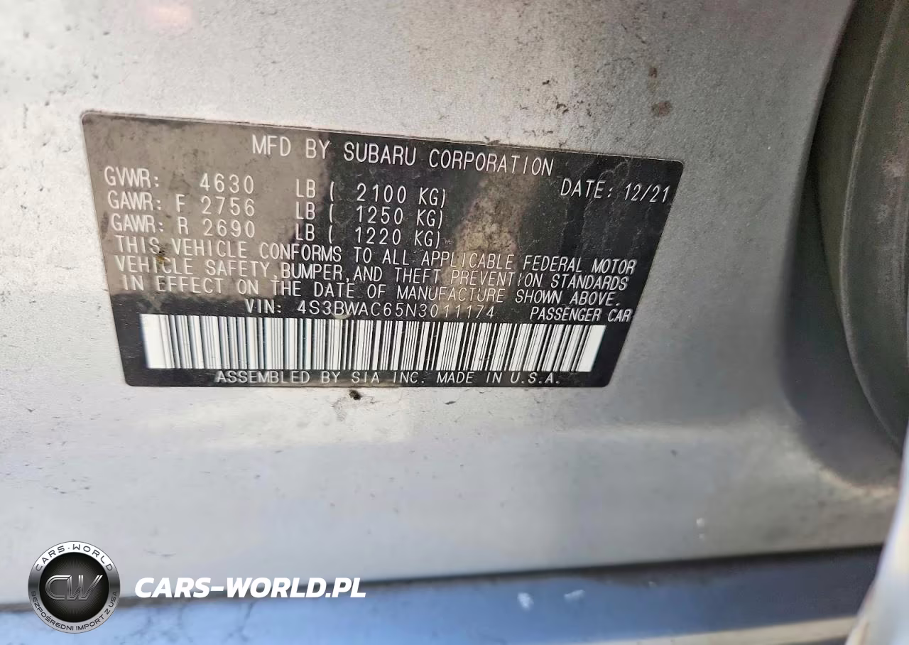 2022 Subaru Legacy Premium VIN:4S3BWAC65N3011174 - 12
