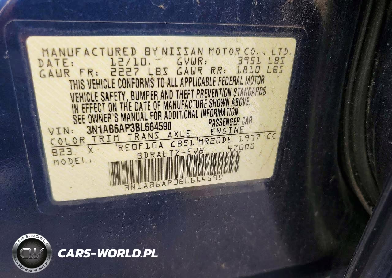 2011 Niss Sentra VIN:3N1AB6AP3BL664590 - 12