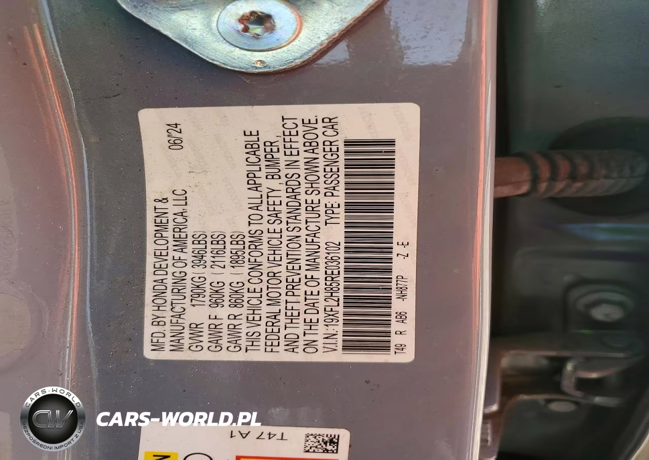 2024 Honda Civic Sport VIN:19XFL2H85RE036102 - 13