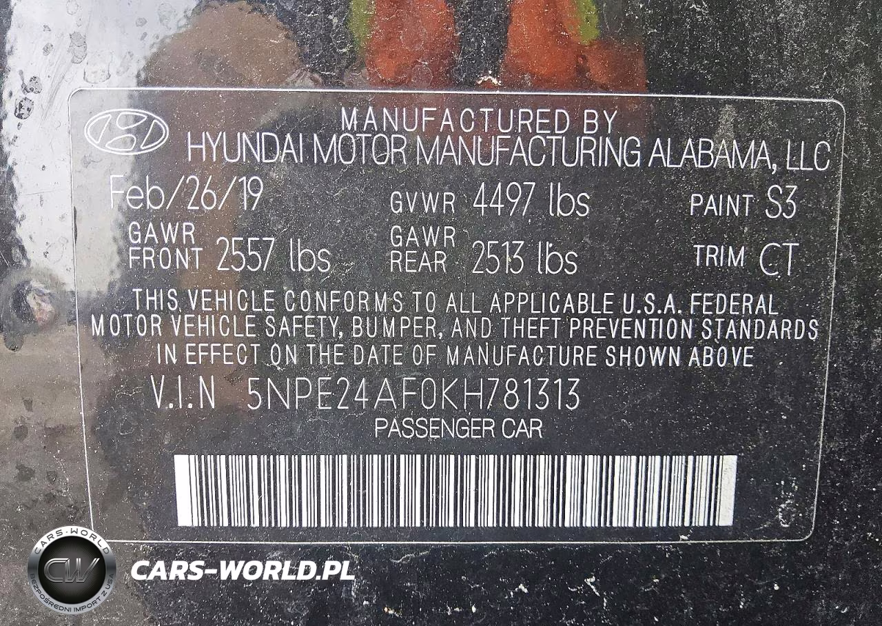 2019 Hyundai Sonata Se VIN:5NPE24AF0KH781313 - 13