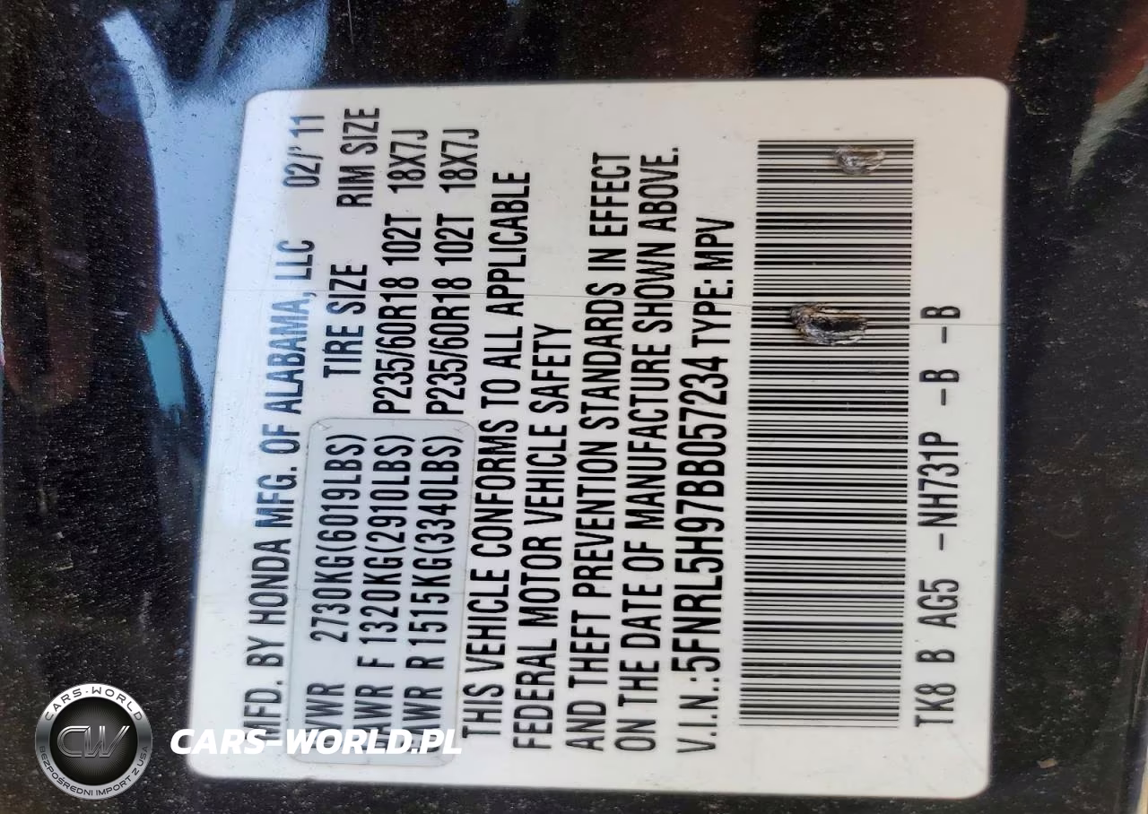 2011 Honda Odyssey Touring VIN:5FNRL5H97BB057234 - 13