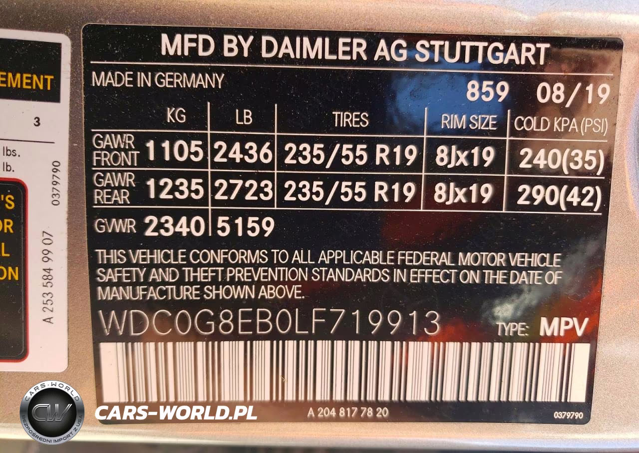 2020 Mercedes-Benz Glc 300 4Matic VIN:WDC0G8EB0LF719913 - 12