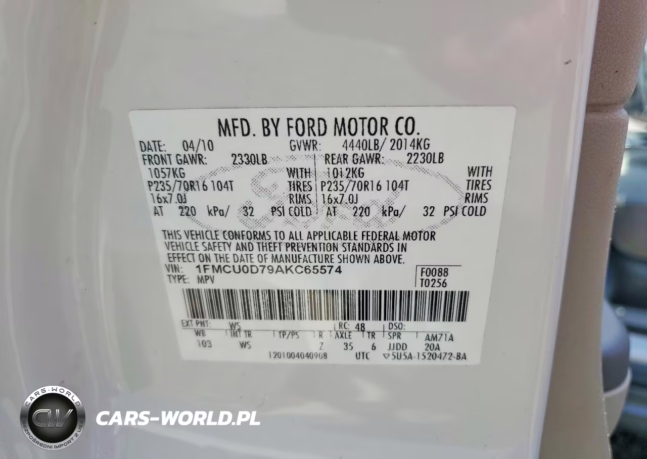 2010 Ford Escape Xlt VIN:1FMCU0D79AKC65574 - 13