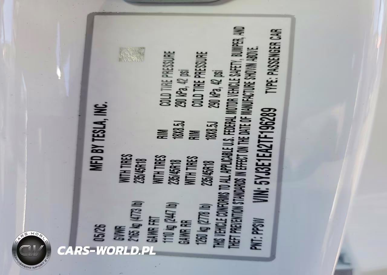 2026 Tesla Model 3 VIN:5YJ3E1EA2TF196289 - 12