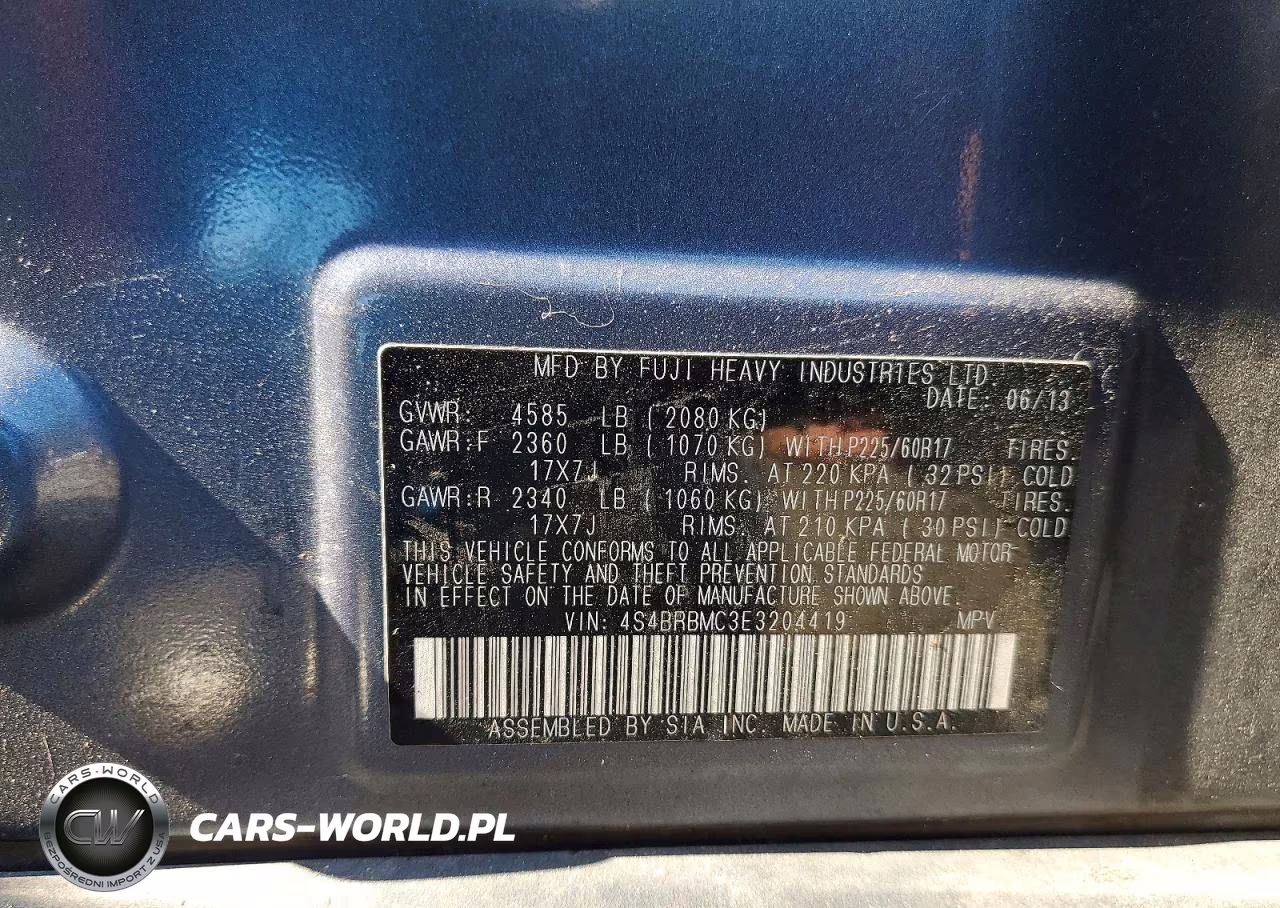 2014 Subaru Outback 2.5I Limited VIN:4S4BRBMC3E3204419 - 13