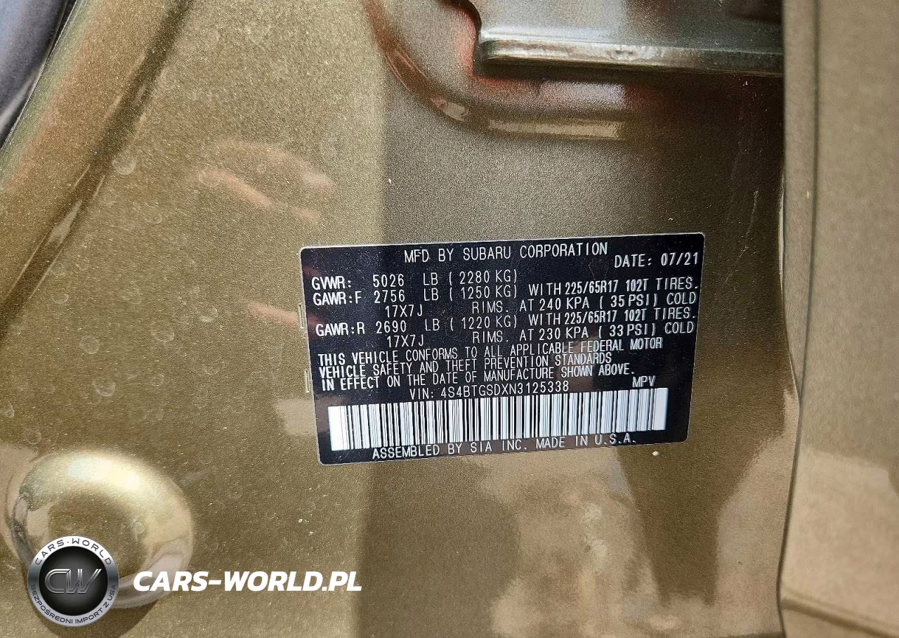 2022 Subaru Outback Wilderness VIN:4S4BTGSDXN3125338 - 13