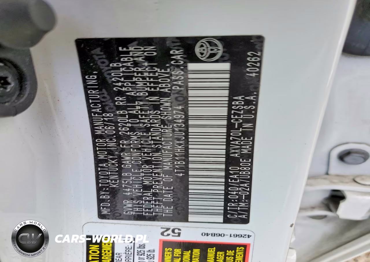 2018 Toyota Camry Se VIN:4T1B11HKXJU134974 - 12