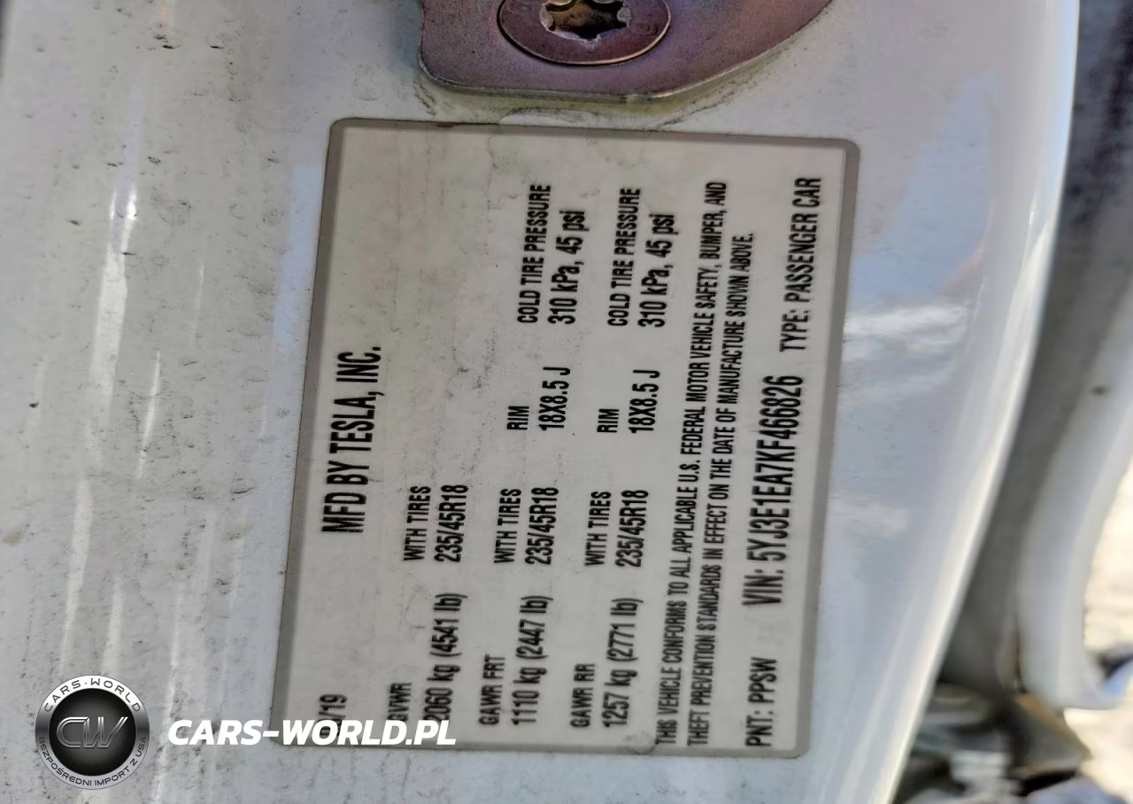 2019 Tesla Model 3 VIN:5YJ3E1EA7KF466826 - 13