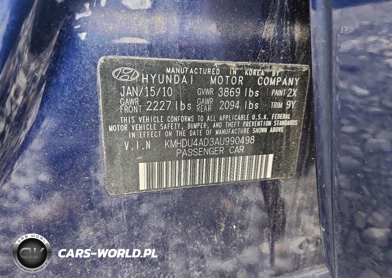 2010 Hyundai Elantra Gls VIN:KMHDU4AD3AU990498 - 12
