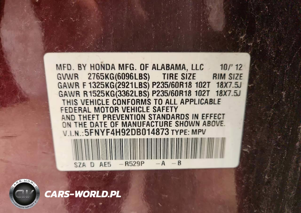 2013 Honda Pilot Touring VIN:5FNYF4H92DB014873 - 13