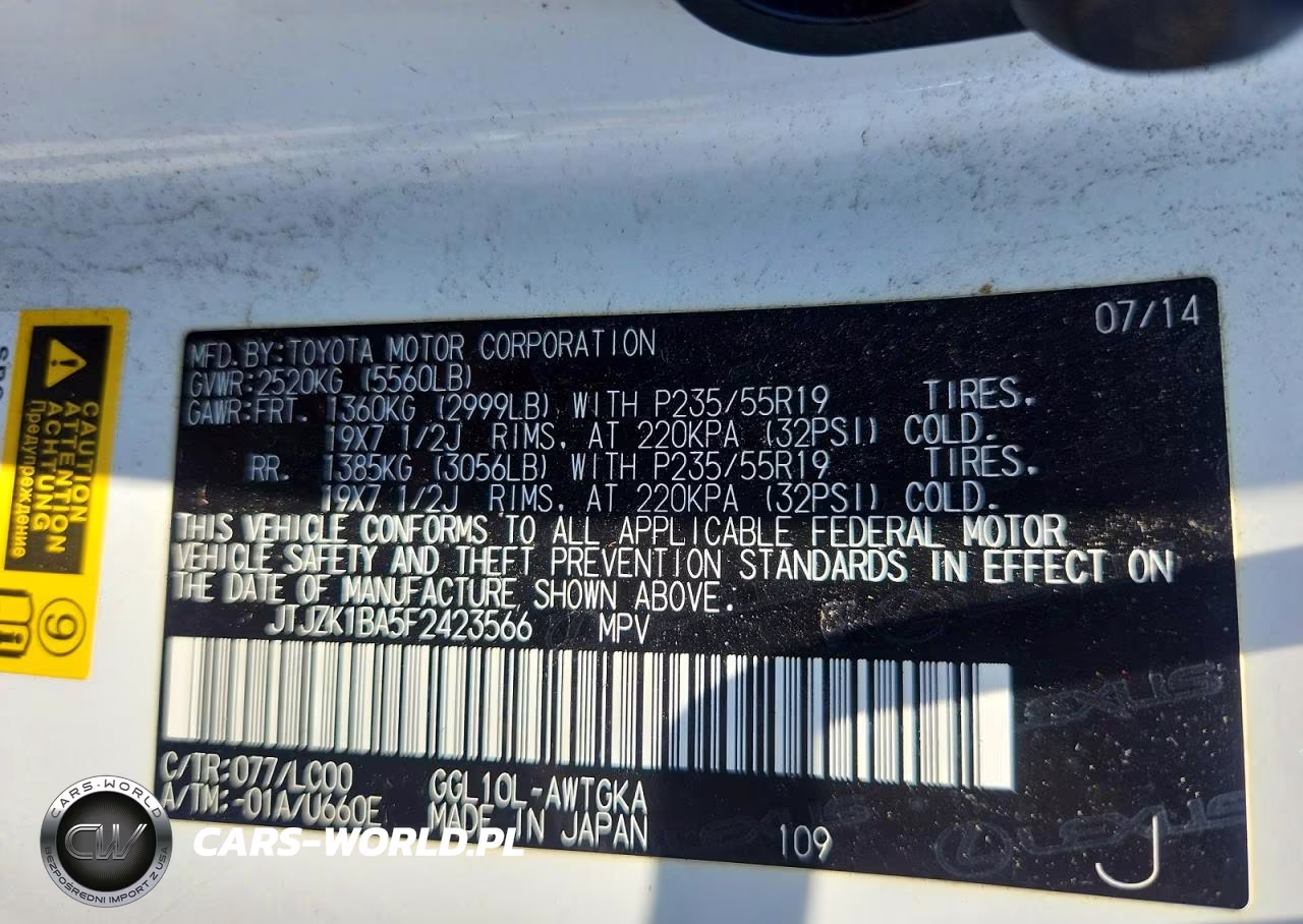 2015 Lexus Rx 350 VIN:JTJZK1BA5F2423566 - 13