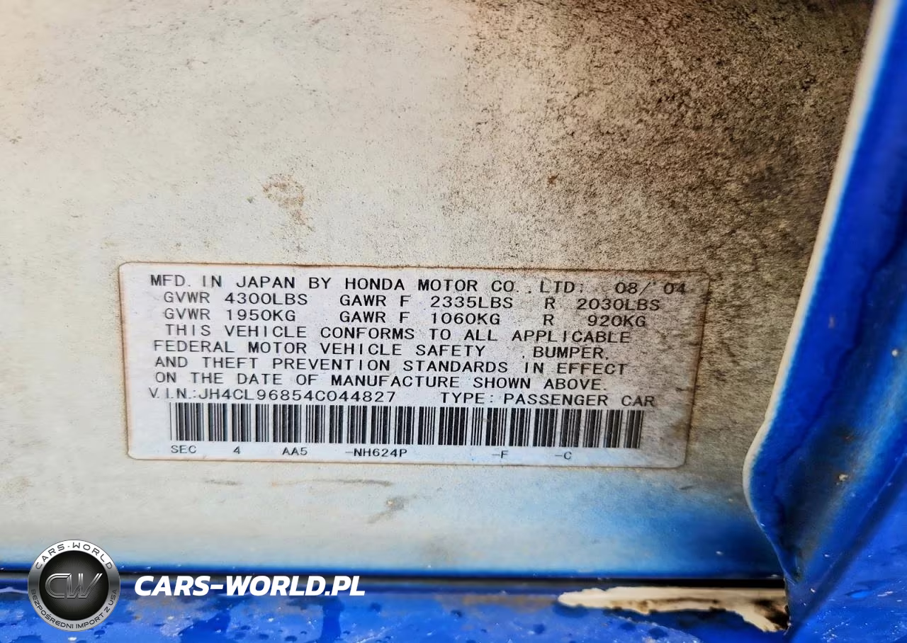 2004 Acura Tsx VIN:JH4CL96854C044827 - 12