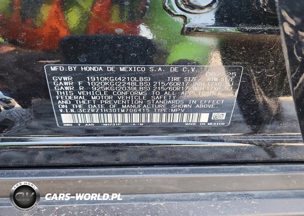2026 Honda Hr-V Lx VIN:3CZRZ1H30TM706415 - 12
