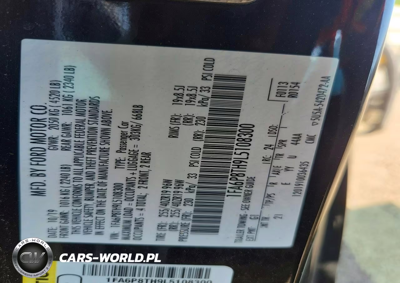 2020 Ford Mustang VIN:1FA6P8TH9L5108300 - 12