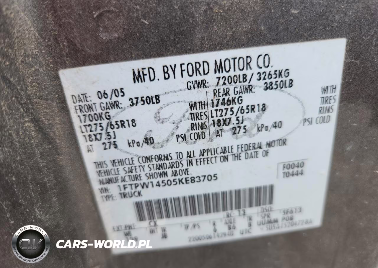 2005 Ford F150 Supercrew VIN:1FTPW14505KE83705 - 12
