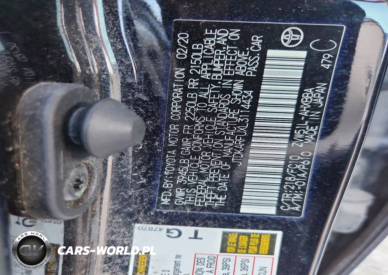 2020 Toyota Prius L Eco VIN:JTDKARFUXL3114434 - 12