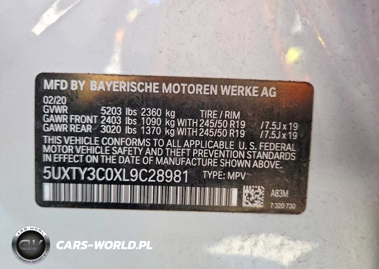 2020 BMW X3 Sdrive30I VIN:5UXTY3C0XL9C28981 - 13
