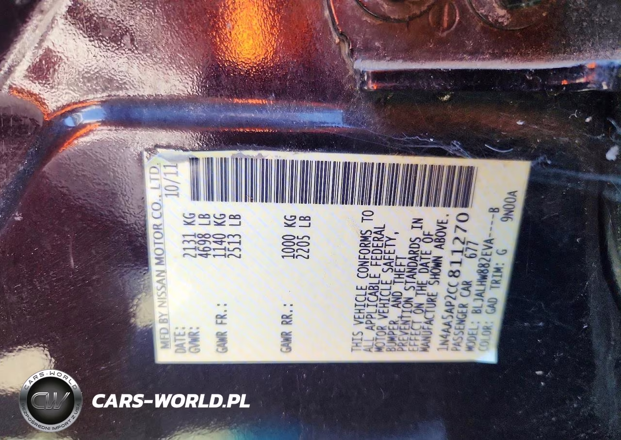 2012 Nissan Maxima 3.5 S VIN:1N4AA5AP2CC811270 - 12