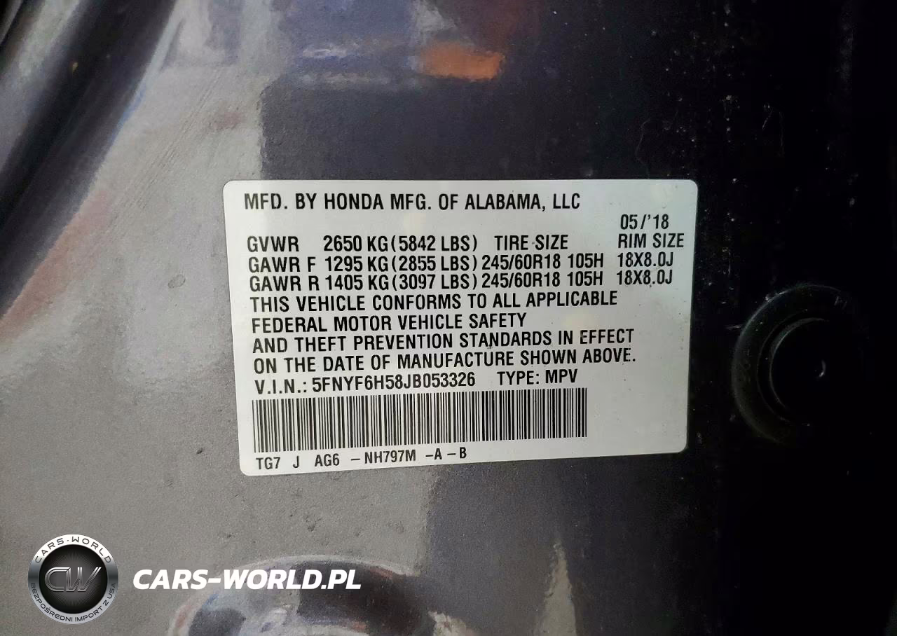 2018 Honda Pilot Exl VIN:5FNYF6H58JB053326 - 14