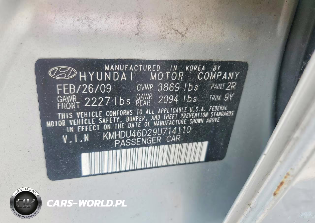 2009 Hyundai Elantra Gls VIN:KMHDU46D29U714110 - 13
