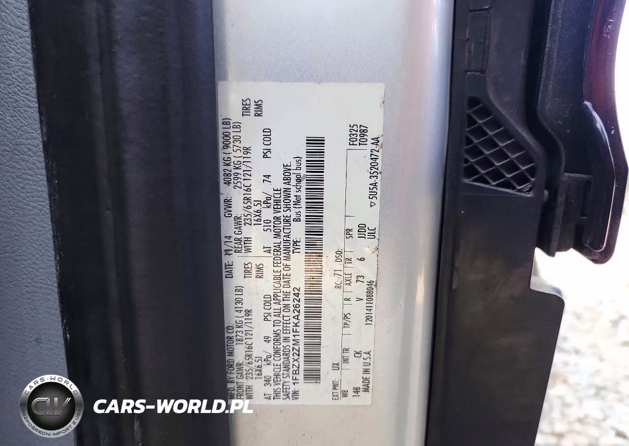 2015 Ford Transit T-350 VIN:1FBZX2ZM1FKA26242 - 13