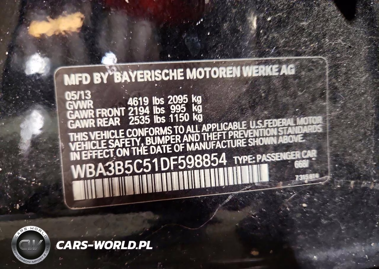 2013 BMW 328 Xi Sulev VIN:WBA3B5C51DF598854 - 12