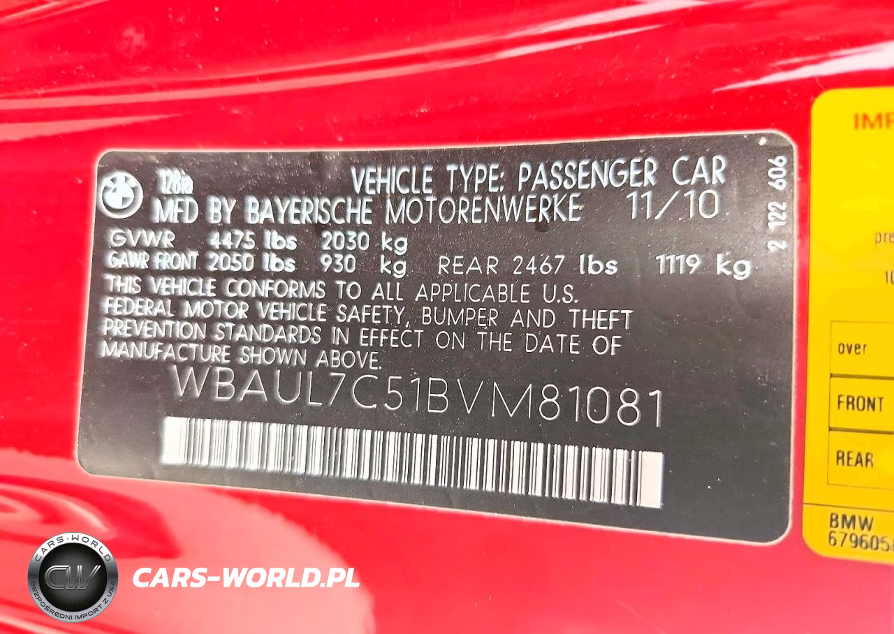 2011 BMW 128 I VIN:WBAUL7C51BVM81081 - 12