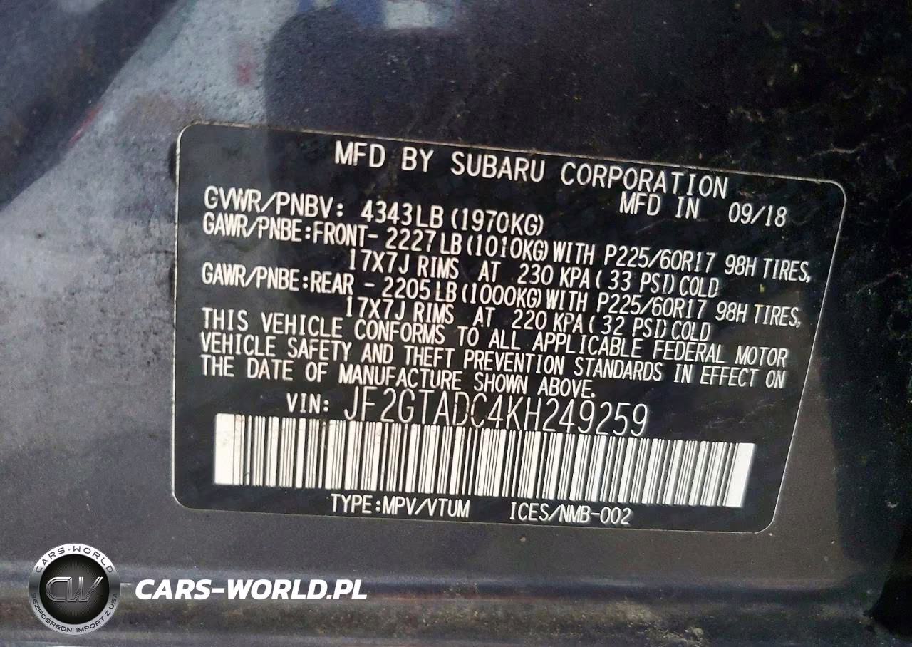 2019 Subaru Crosstrek Premium VIN:JF2GTADC4KH249259 - 14