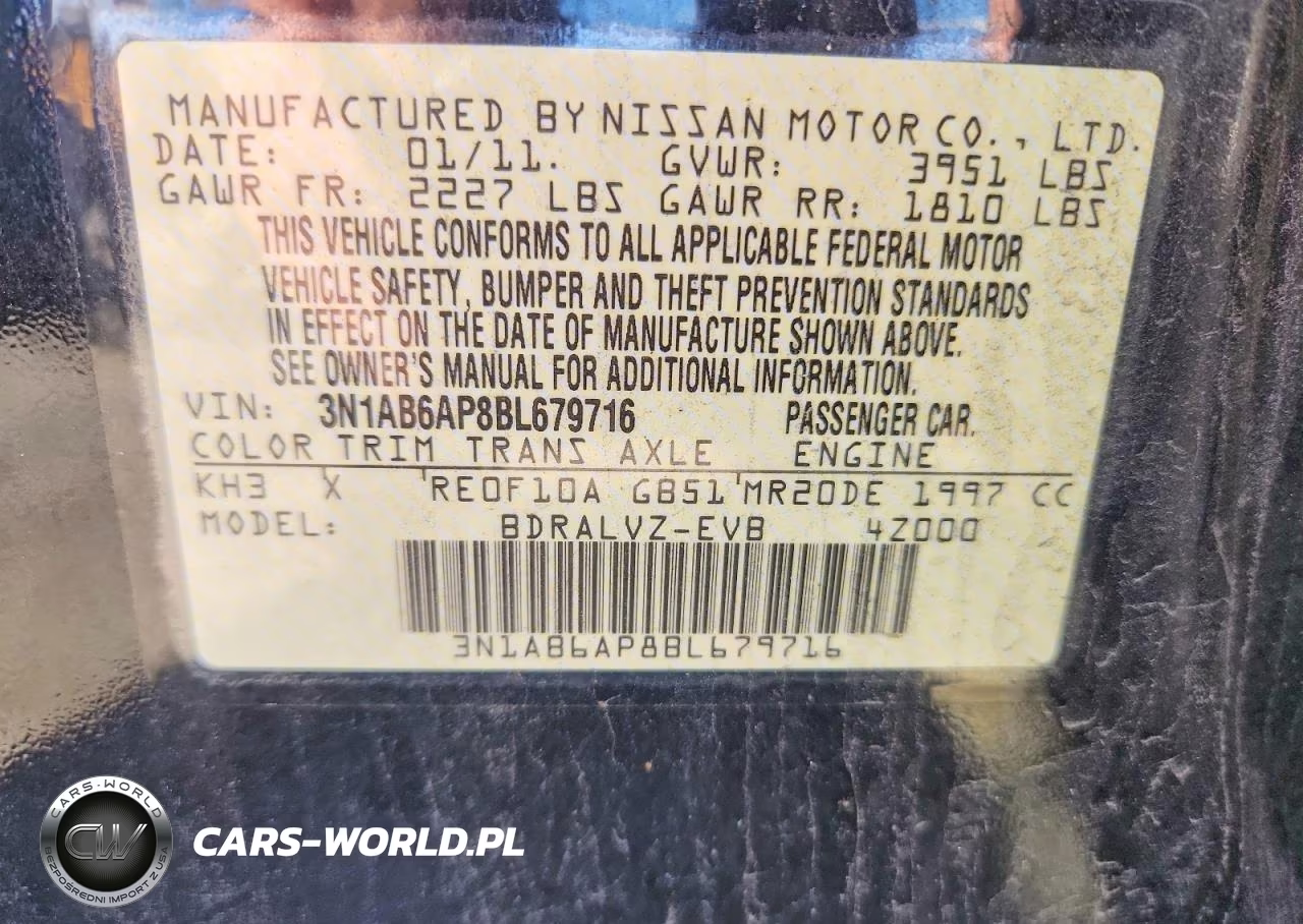 2011 Nissan Sentra 2.0 VIN:3N1AB6AP8BL679716 - 12