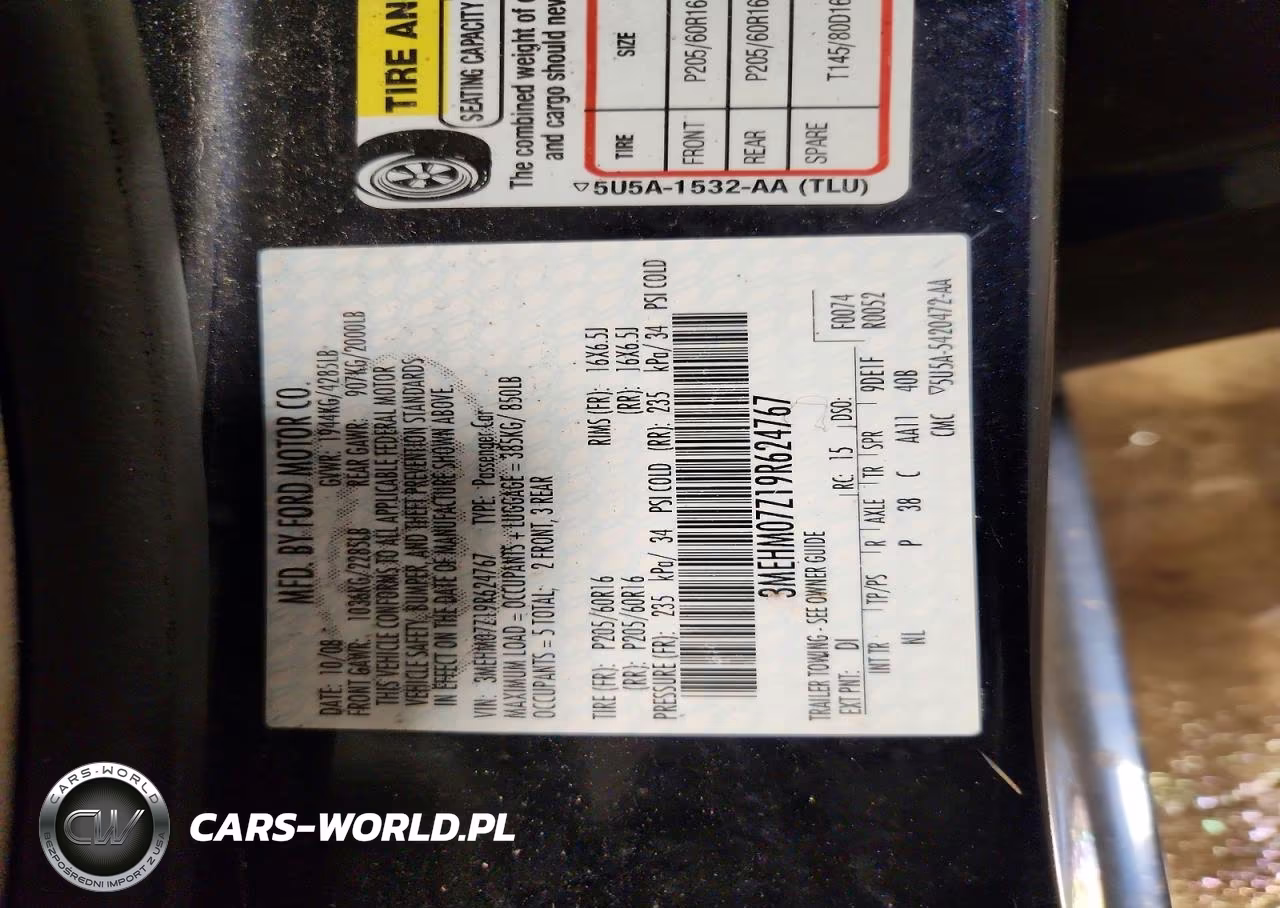 2009 Mercury Milan VIN:3MEHM07Z19R624767 - 13