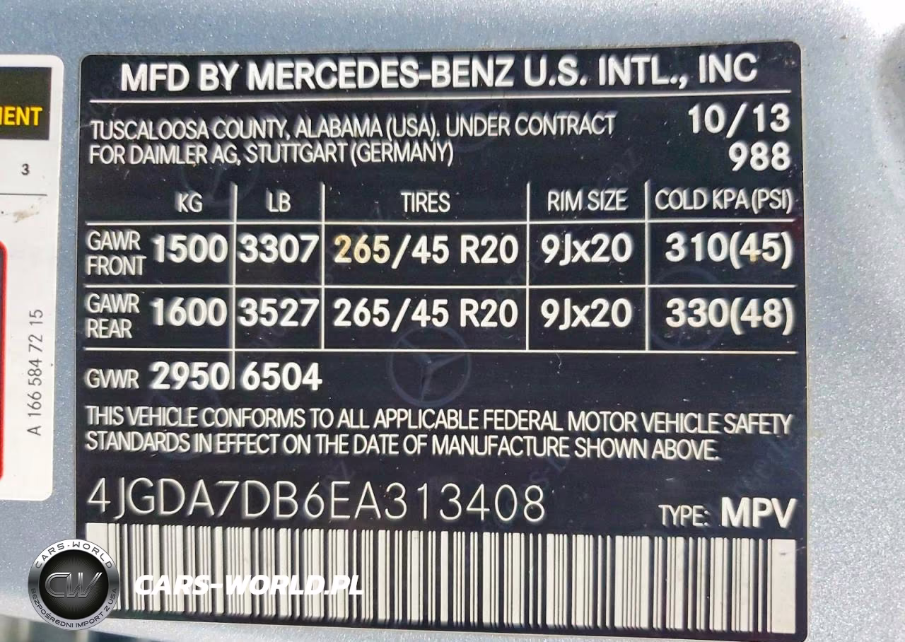 2014 Mercedes-Benz Ml 550 4Matic VIN:4JGDA7DB6EA313408 - 13