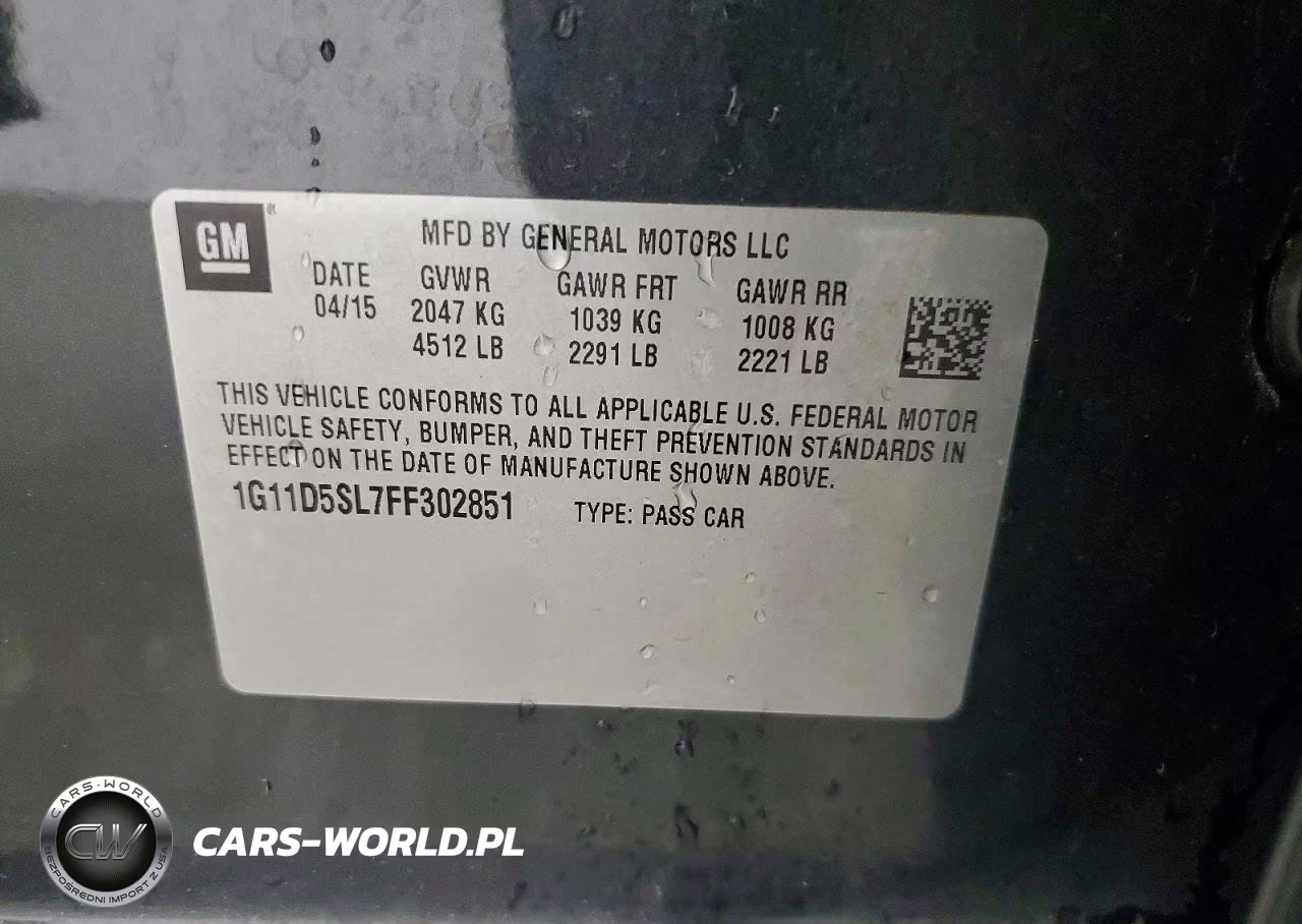 2015 Chevrolet Malibu 2Lt VIN:1G11D5SL7FF302851 - 12